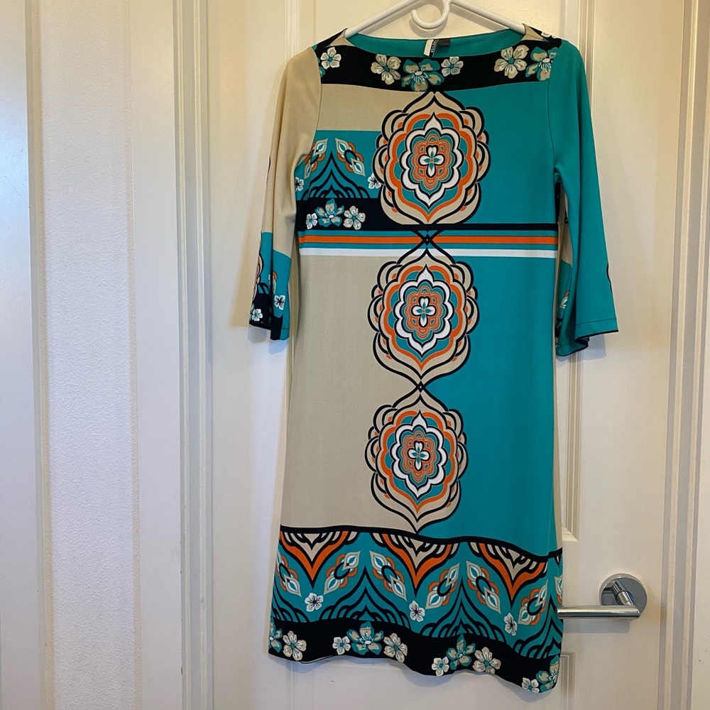 Colorblock and floral dress, size M